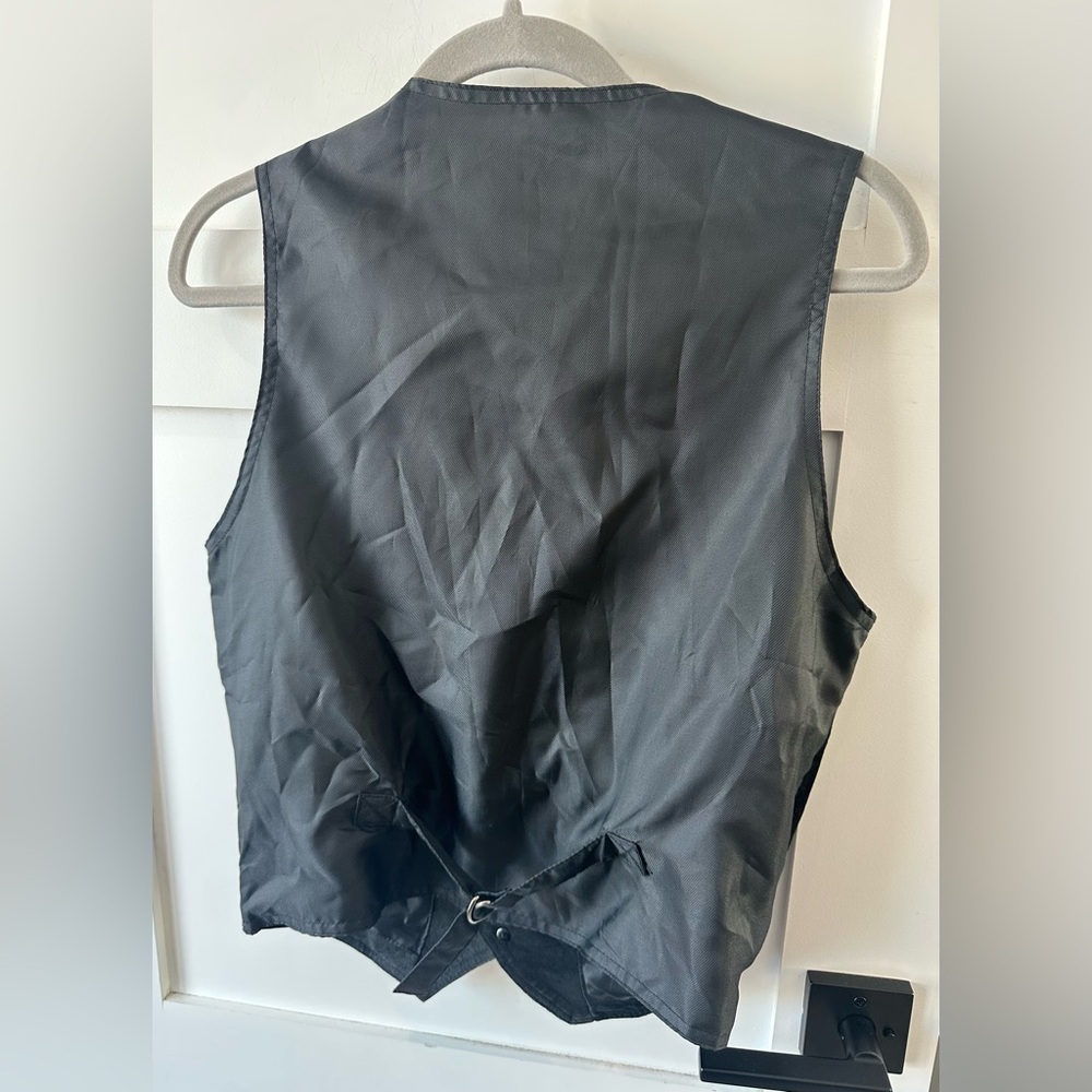 Wilsons Vest Mens S Black Suede Leather Waistcoat V Neck Jacket Biker Western - Picture 2 of 6